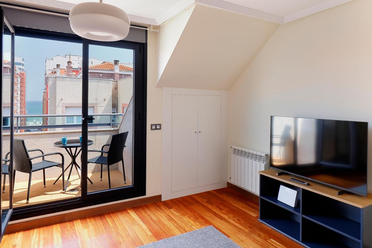 Atico Con Terraza, Vistas Al Mar Y Parking En Playa De S Lorenzo Gijon Luaran gambar